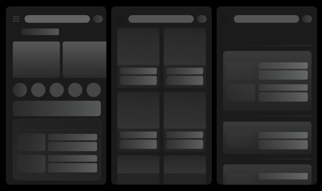 Wireframes de embudos de conversión en móvil