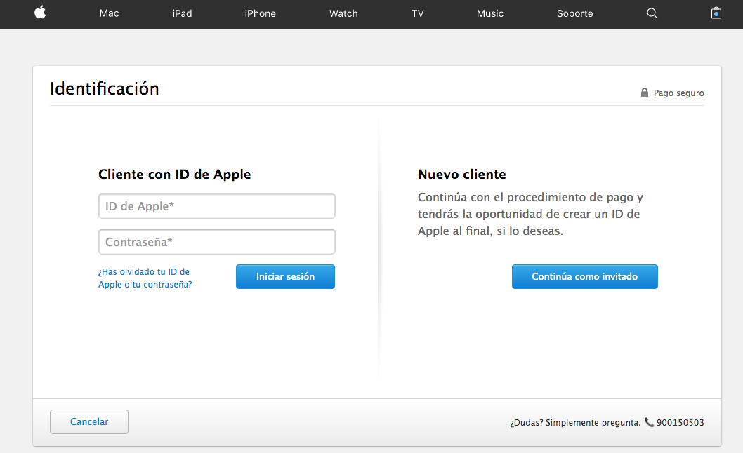 Proceso de compra como invitado