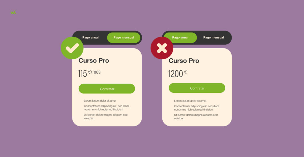 Los precios divididos en unidades más pequeñas.