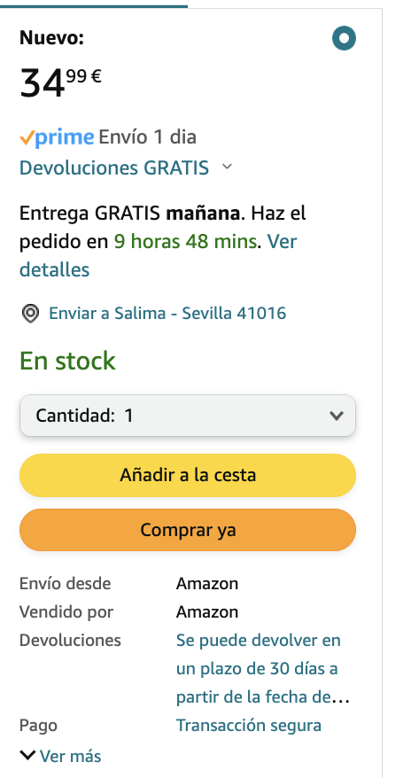 La compra por un clic de amazon reduce carga cognitiva.